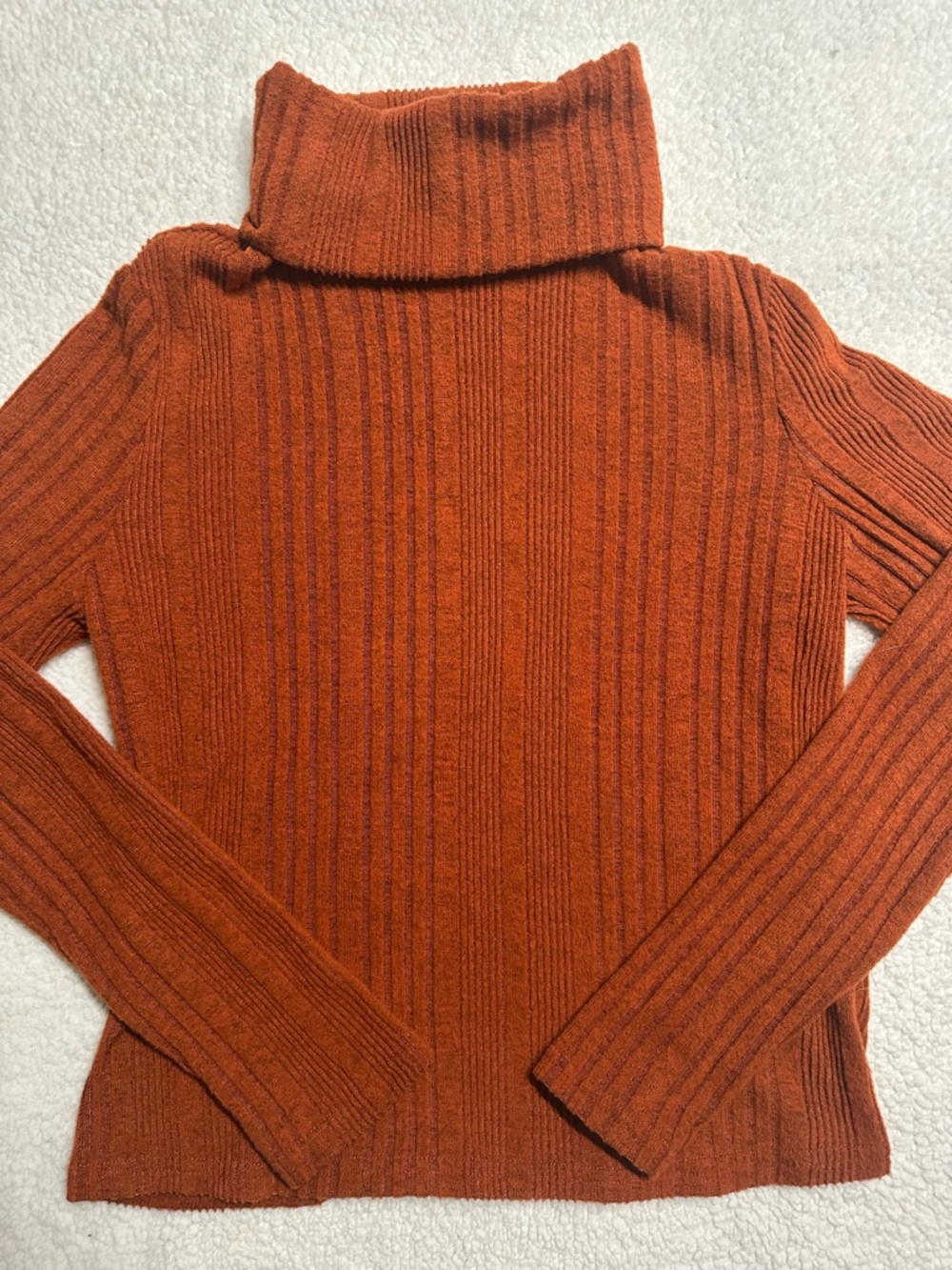Rust Ribbed Turtleneck Sweater - Picture 3 of 5